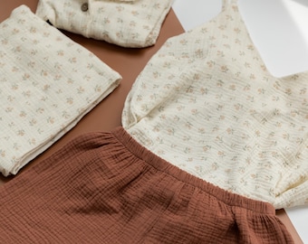 Handgjort muslinpyjamaset: Mjuka ekologiska bomullssovkläder för kvinnor