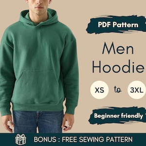 Patron de couture pour sweat à capuche unisexe PDF | Motif de sweat-shirt DIY | Pull à capuche facile à coudre | Sweat à capuche confortable | Patron PDF pour débutant