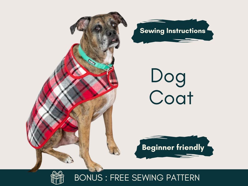 DIY Dog Coat Sewing Instructions PDF Warm Pet Coat for Dog Cat Plaid