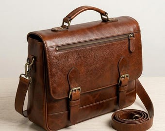 Vintage Leather Messenger Bag Sewing Pattern | Crossbody Flap Bag DIY (PDF Download)