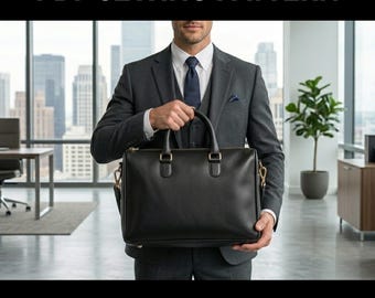 Unisex Leather Briefcase Sewing Pattern | Classic Work Laptop Bag Pattern DIY