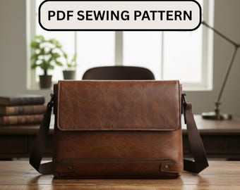 Crossbody Work Bag Sewing Pattern | Leather Messenger DIY (PDF Pattern)