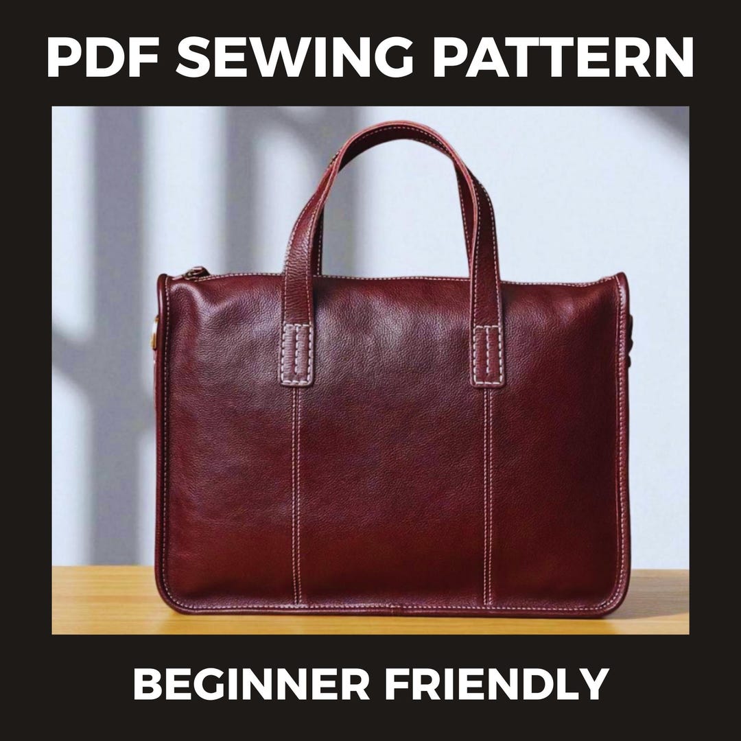 Leather Briefcase Sewing Pattern | Minimal Work Laptop Bag Pattern DIY ...