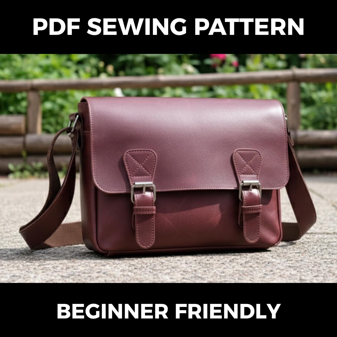 Dualtone Messenger Bag Sewing Pattern | Leather Flap Crossbody DIY (PDF ...