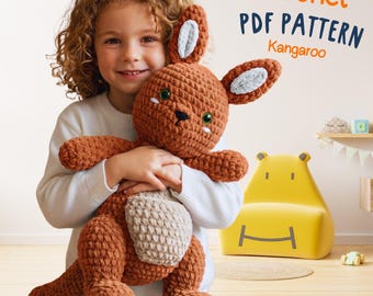 Kangaroo Crochet Pattern – Beginner Amigurumi Toy Plush PDF Instructions