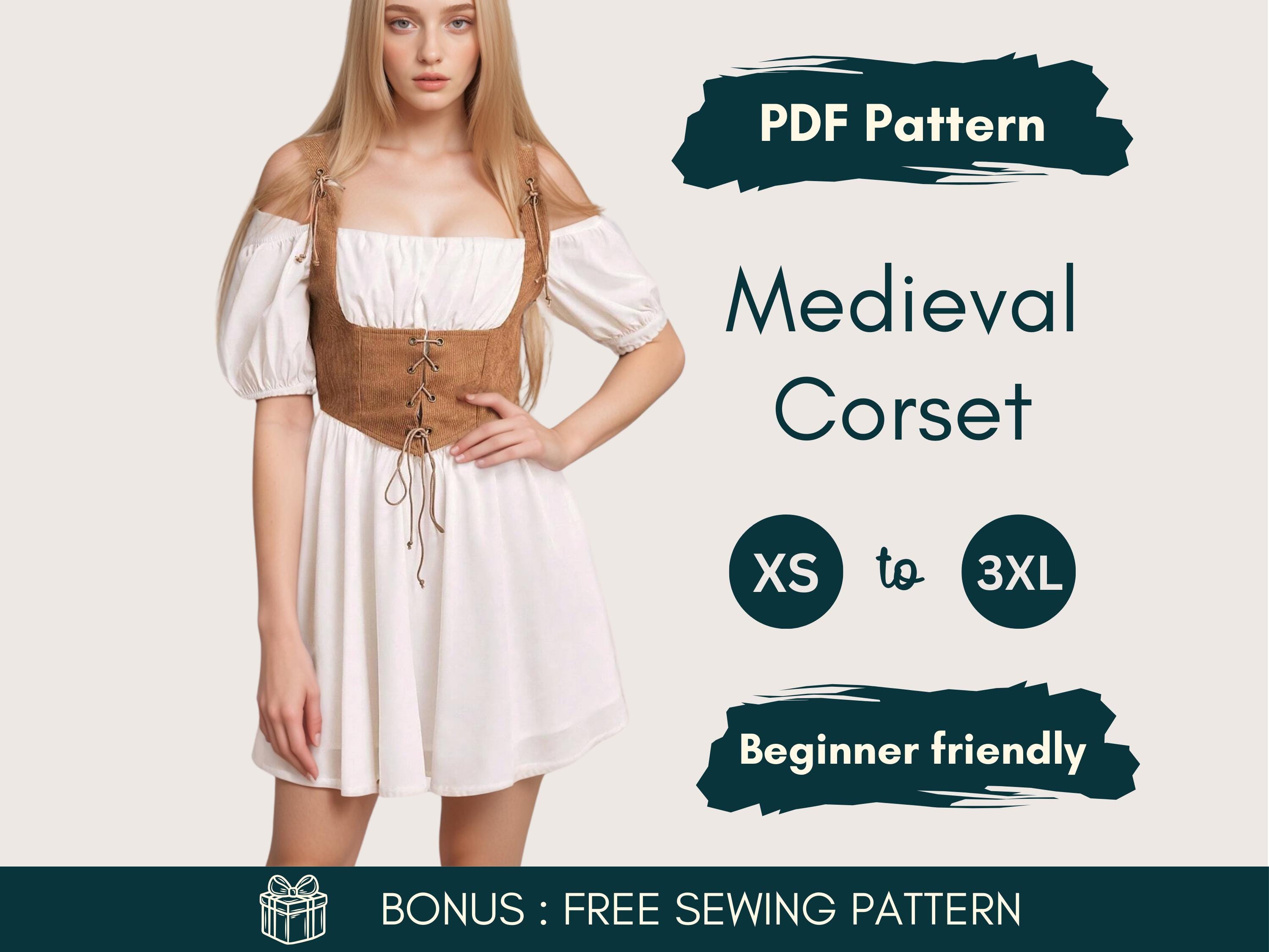 Underbust Corset Sewing Pattern PDF | XS - XXXL | Corset Belt Pattern | Bustier Sewing Pattern | Beginner Medieval Corset Sewing Pattern