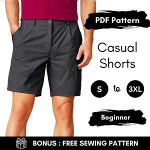 Naaipatroon heren shorts – elastische taille shorts met zakken, casual shorts, doe-het-zelf loungeshorts naaipatroon, patroon heren zomershorts