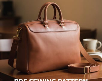 Leather Briefcase Sewing Pattern | Large Work Laptop Bag Pattern DIY
