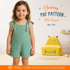 Kids Romper Sewing Pattern – Children Overalls Sewing Pattern, Shoulder Tie Jumpsuit Pattern, Kids Summer Outfit, Easy Kids Sewing Project