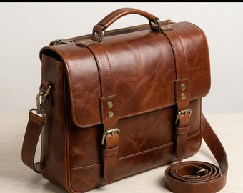 Leather Messenger Bag Sewing Pattern | Classic Flap Crossbody DIY (PDF Download)