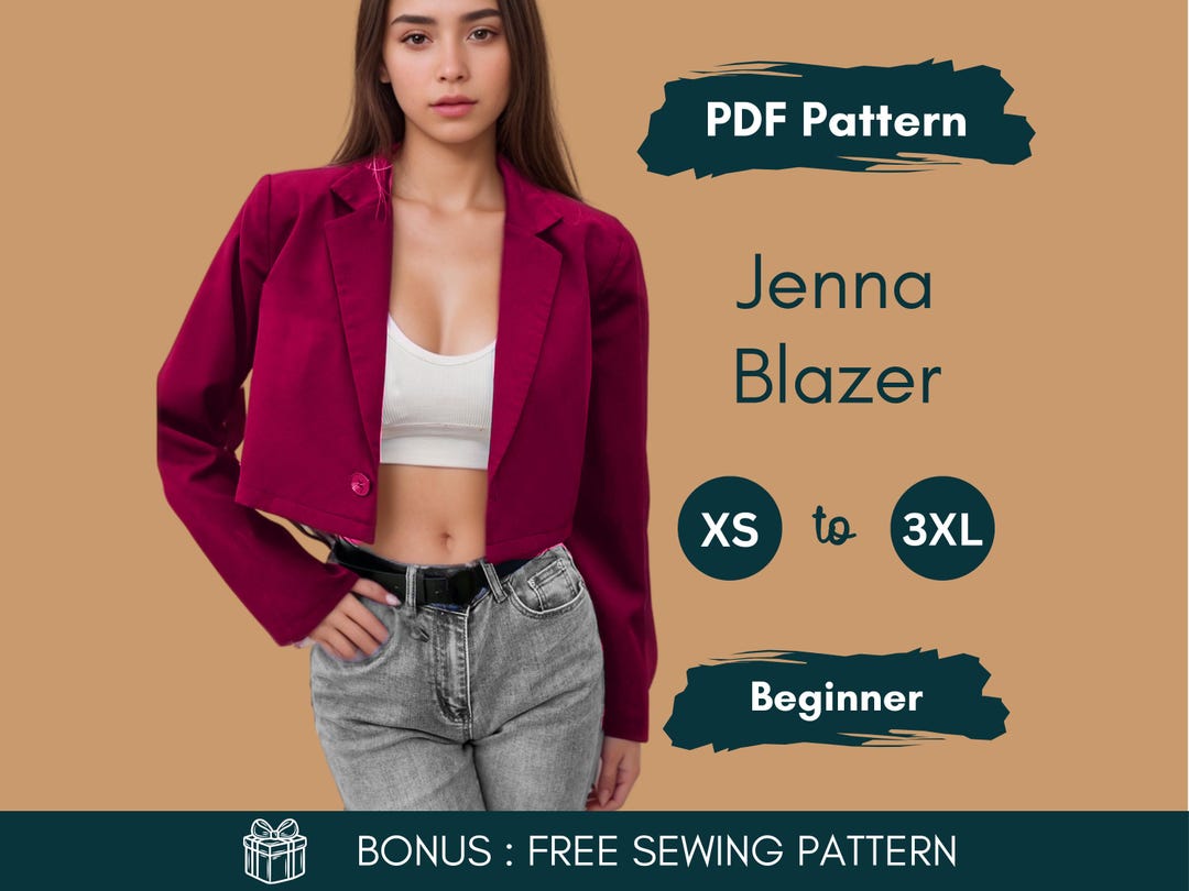 Cropped Blazer Sewing Pattern – Women’s Blazer Sewing Pattern, Workwear ...