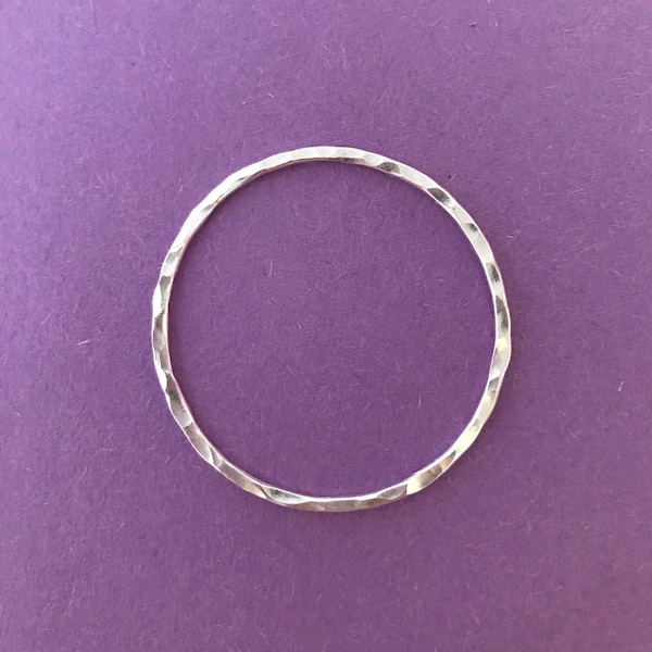 Sterling Silver Circle Large - Hammered - Connector - Ring - 1.5 inch - 14 gauge