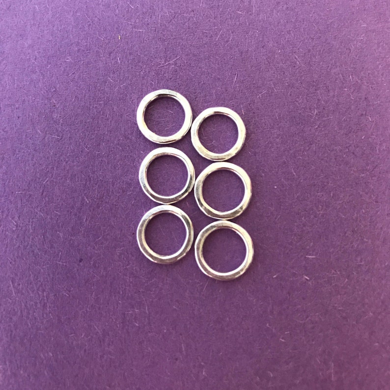 6 Sterling Circles Connectors 3/8 inch Hammered 16 gauge Handmade Findings image 4