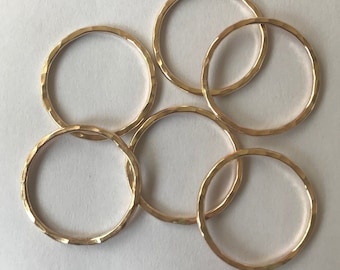 12 Gold Filled Circle Connectors, 3/4", Hammered