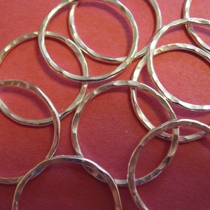 Six Sterling Silver Hammered 3/4 inch Circles Connectors Rings