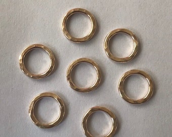 6 Gold Filled Small Circle Connectors - 3/8", hammered