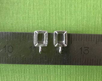 Sterling Stud Earrings with Bottom Loop - Rectangle Post Earrings