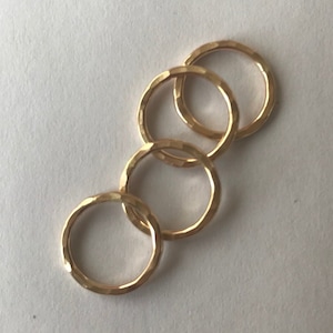 4 Gold Filled Circle Connectors, 1/2&quot;, 13 mm, Hammered