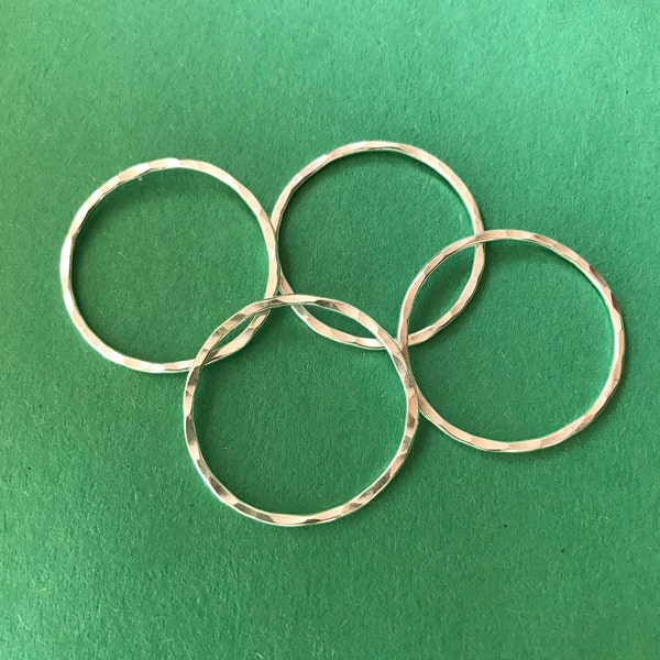One Inch Sterling Silver Circles Hammered - Choose Your Quantity