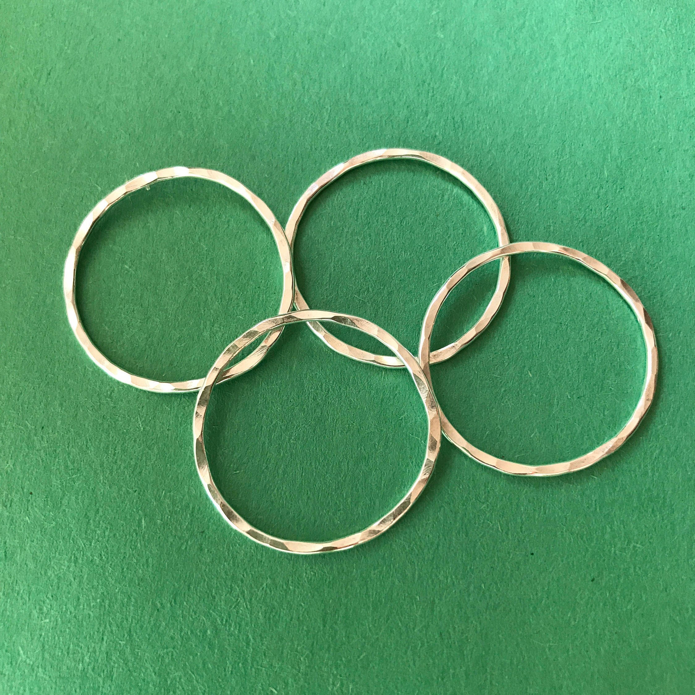 One Inch Sterling Silver Circles Hammered Choose Your Quantity Etsy