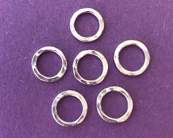 24 Sterling Circles - Connectors - 3/8 inch - Hammered - Handmade Findings