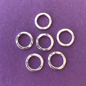 6 Sterling Circles Connectors 3/8 inch Hammered 16 gauge Handmade Findings image 1