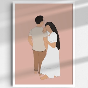 Ritratto personalizzato, disegno digitale senza volto. Regalo personalizzato. Regalo per fidanzato. Regalo per fidanzata. Regalo commemorativo per anniversario e matrimonio.