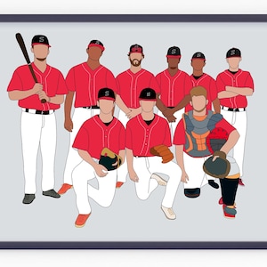 Custom Sports Team Group Portrait, Personalized Athlete Illustration, Team Poster Gift, Coach Appreciation, Digital Download,Thank You Coach