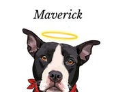 Custom Pet Memorial Portrait, Personalization Hand-Drawn Pet Loss Gift, Personalized Dog Cat Memorial Art, Angel Wings & Halo Pet Portrait