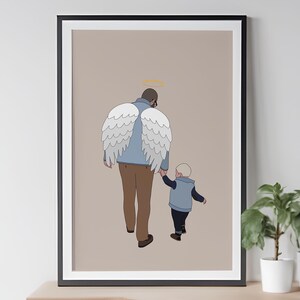 Ritratto personalizzato senza volto, disegno digitale commemorativo, regalo ricordo commemorativo, ritratto di famiglia, angelo, funerale, alone, arte tributo