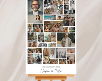 Celebration of Life Welcome Sign, Photo Memorial Board for Funeral, Canva Printable, In Loving Memory Poster Size, Obituary Memorial Sign