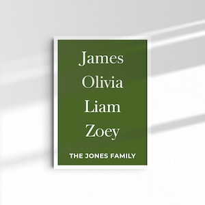 Personalized Family Names Print, Family Custom Portrait, Family Members Print, Family Wall Art, Gift for Parents or Grandparents, Home Decor
