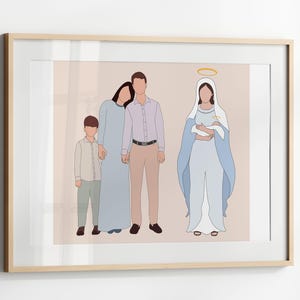 Ritratto personalizzato di un angelo bambino, ricordo di un aborto spontaneo, disegno di una perdita di un bambino senza volto, Vergine Maria che tiene in braccio un bambino, download digitale
