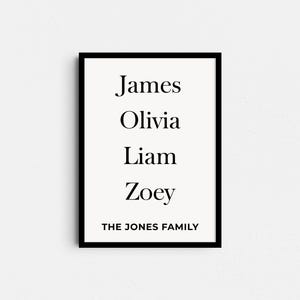 Personalized Family Names Print, Family Custom Portrait, Family Members Print, Family Wall Art, Gift for Parents or Grandparents, Home Decor