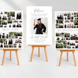 Graduation Photo Collage Template, Editable Canva Poster for High School or College, Class of 2025 Sign, Graduation Welcome Board, Set