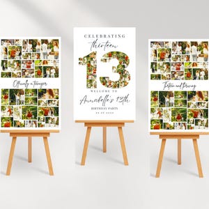 13th Birthday Photo Collage Welcome Sign 13th Birthday Gift, Thirteen, Number 13 Family Gift, Birthday Gift, Canva Template Digital Download