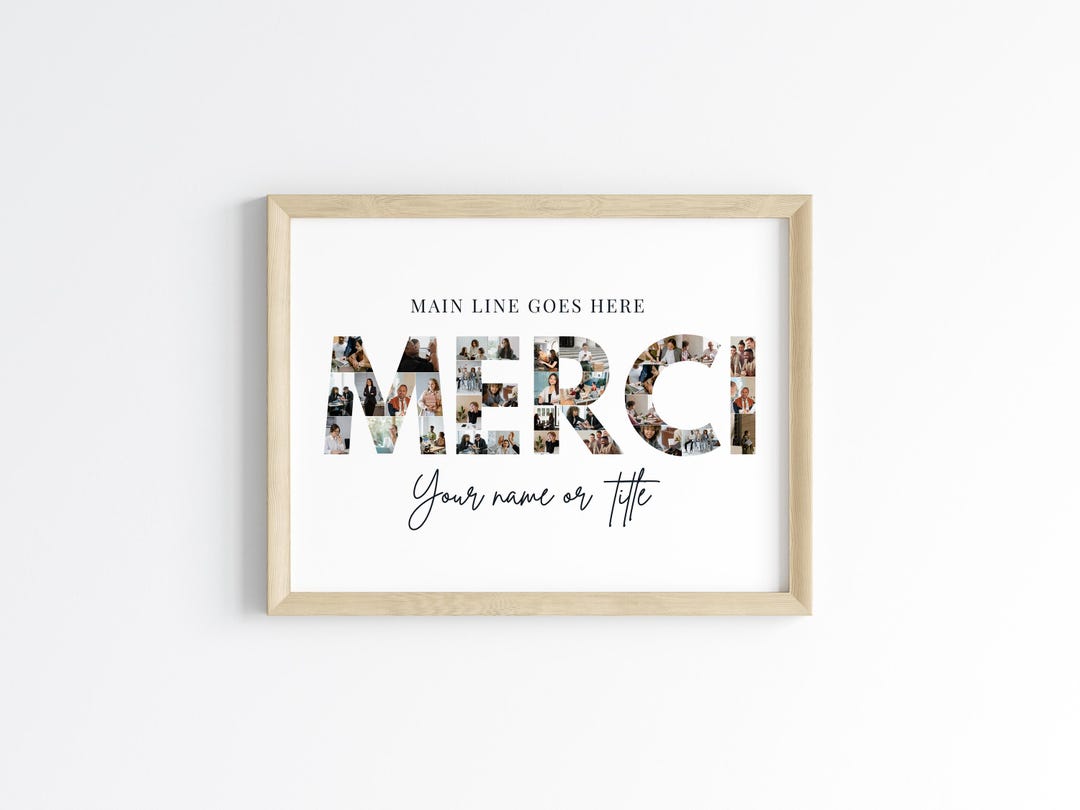 Merci Digitalized Merci Photo Collage Template, Farewell Gift, Editable Canva Gift for ...