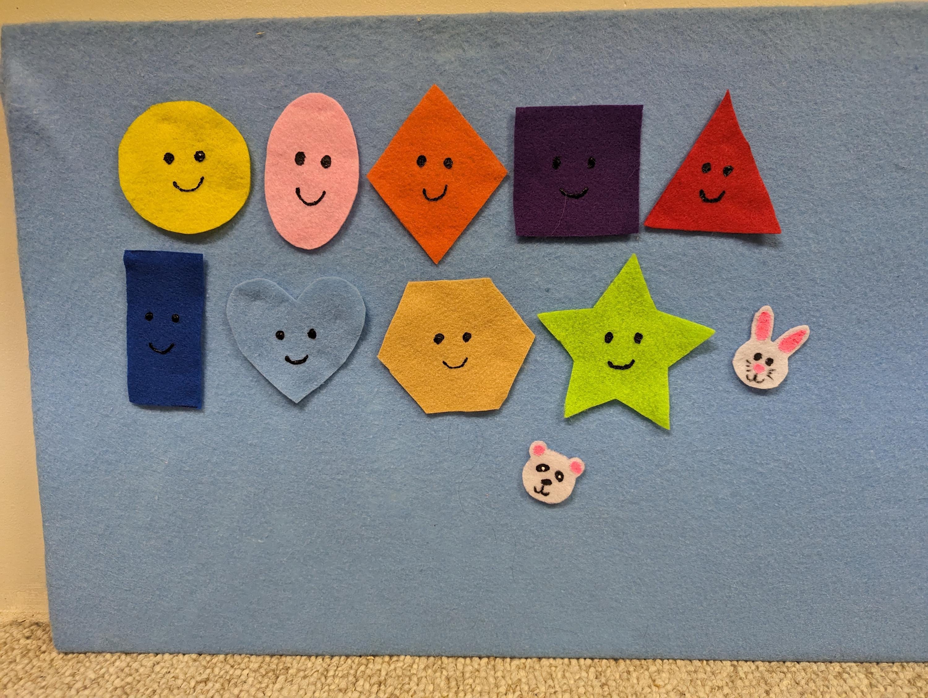 Shapes Hide and Seek Game, Flannel Board, Felt Story, Preschool
