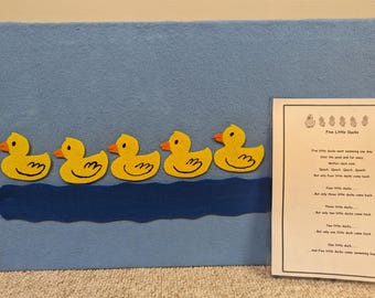5 Little Ducks felt board activity for preschool and daycare.