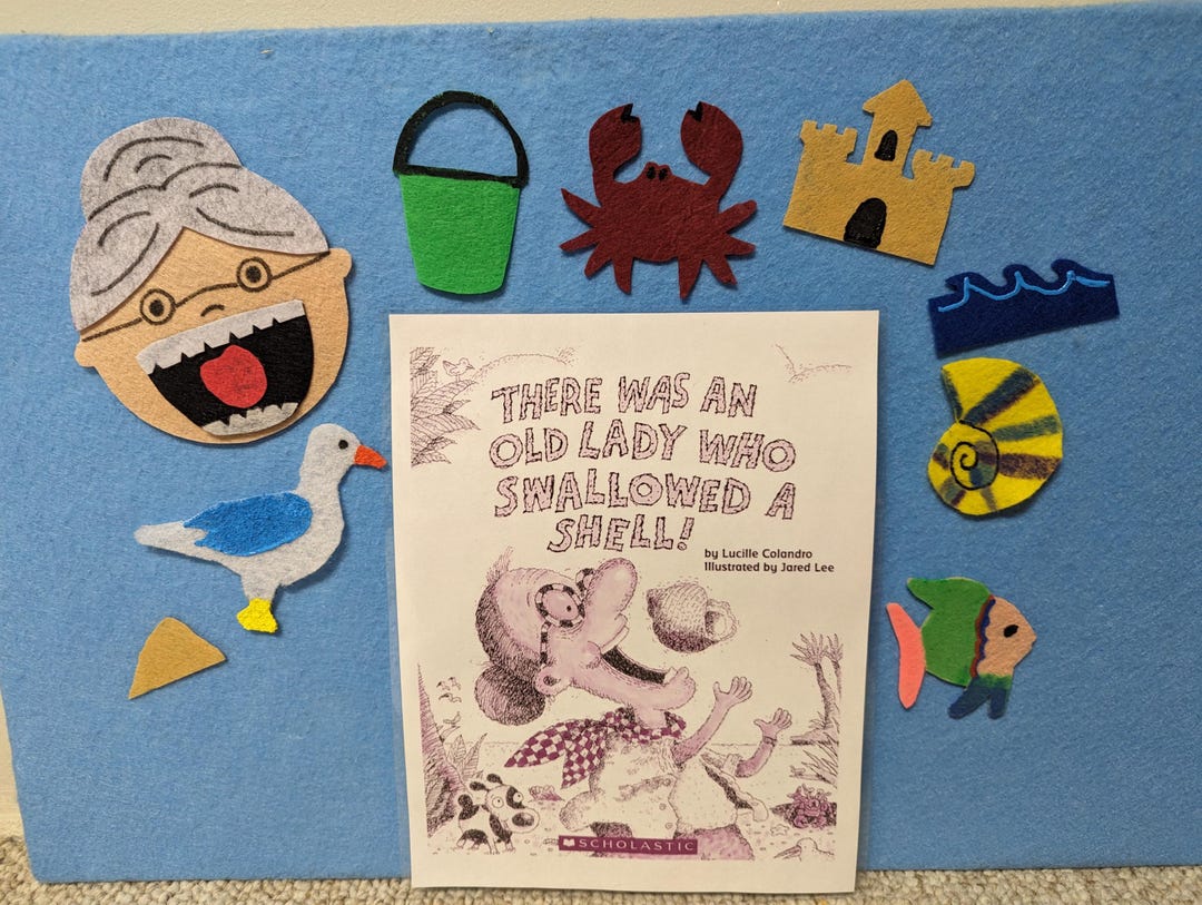 There Was an Old Lady That Swallowed a Shell Felt Board Story for ...