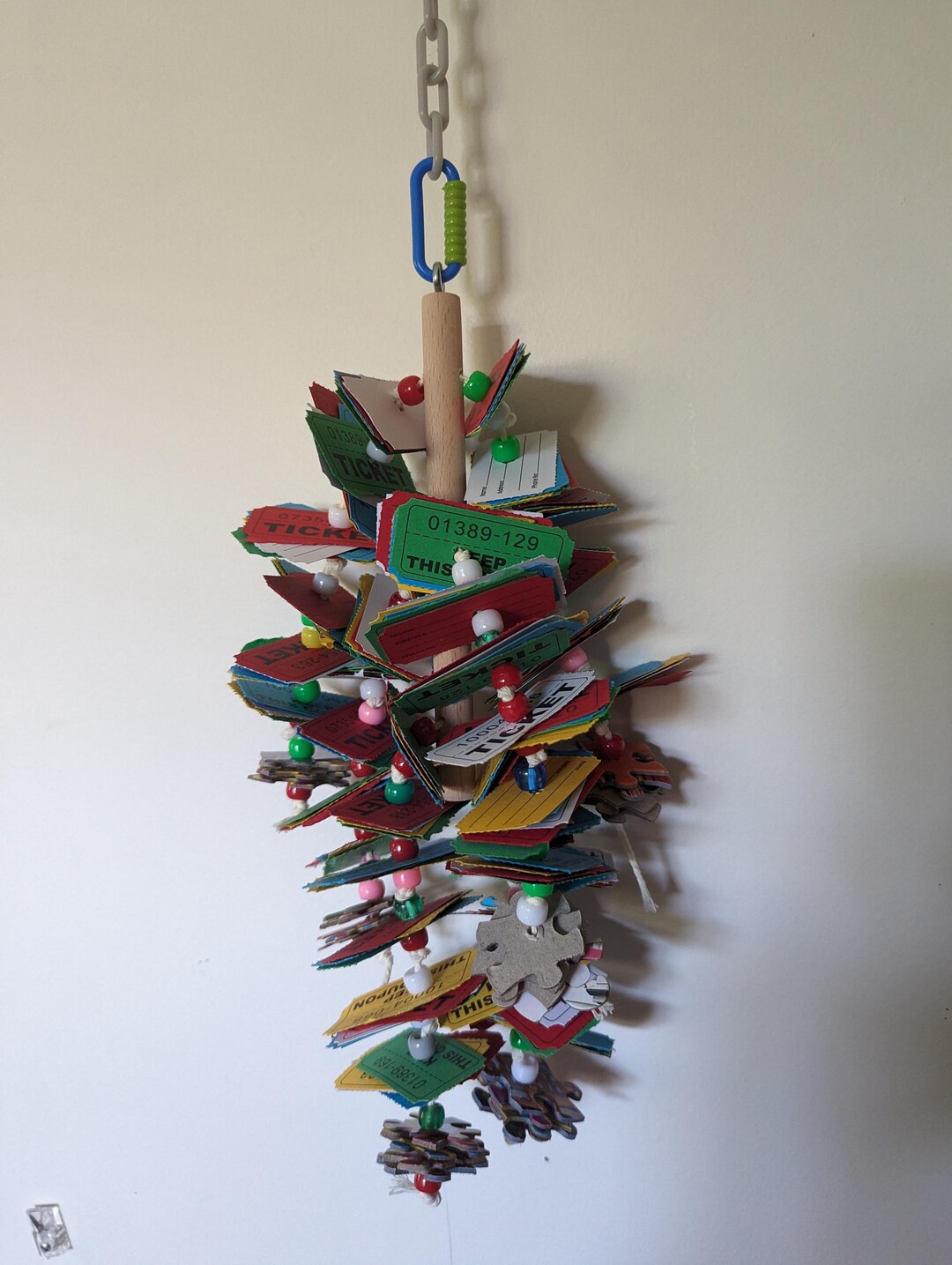 Shreadable Bird Toy: Raffle Tickets, Beads, Cardboard - Interactive - Etsy