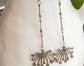 Dandelion Flower Brass Dangle Earrings