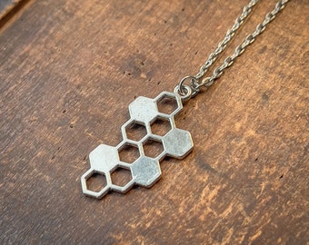 Honeycomb Science Pendant Laser Cut Stainless Steel Necklace