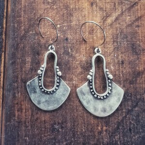 Silver Circle Dangle Earrings Boho Style image 4