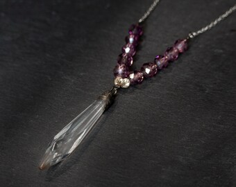 Exquisite Purple Faceted Sparkly Beaded Vintage Chandelier Necklace