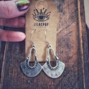 Silver Circle Dangle Earrings Boho Style image 7