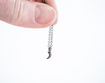 Teeny Tiny Antique Brass Moon Necklace