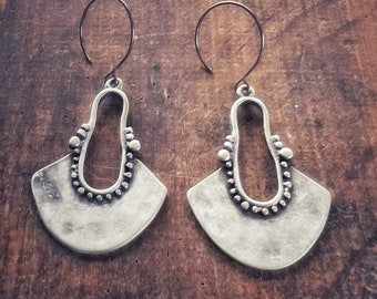 Silver Circle Dangle Earrings Boho Style