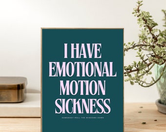 Motion Sickness - Phoebe Bridgers Lyric Print - DIGITAL DOWNLOAD with phone wallpaper