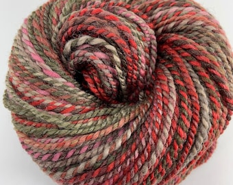 Red Berry Treasure Handspun Yarn Worsted 220 yds